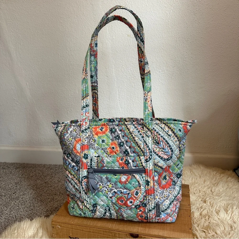 Vera Bradley Citrus Paisley small zipper tote cotton bag - Picture 1 of 12